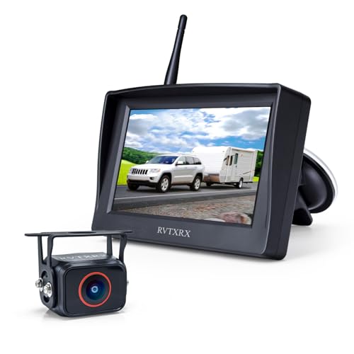 Wireless Backup Camera for Truck, Pickup & Small RV, 4.3 Inch HD Monitor, 2.4GHz Digital Wireless Rear View Camera System, 328FT Stable Signal, IP69K Waterproof, Easy DIY Installation, 170° Wide Angle