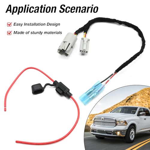 12 Volts Power Wiring Harness, Switch Connector Plug with Fuse, Replacement for Chrysler 300 Pacifica Voyager, Replacement for Dodge Ram 1500 Challenger Charger Journey