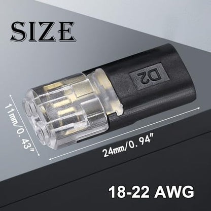 20Pcs Double Wire Plug in Connectors, Quick Connect Wire Connector 18-22AWG - size: 20 Pack