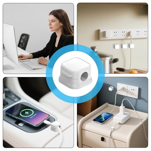 24 Pcs Cord Organizer Holder,Magnetic Cord Organizer,Easy Adhesive Phone Charging Cable Keeper,for Home Office Desk Phone Car Wall Desktop Nightstand(White)