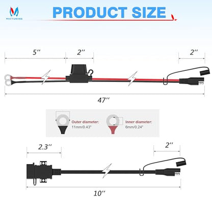 MICTUNING SAE to USB Cable Adapter Waterproof USB Charger Quick 2.1A Port