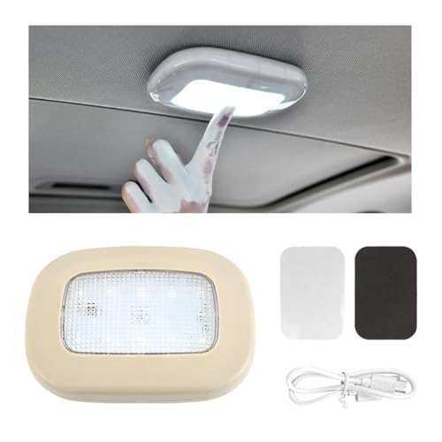 povtii Magnetic Dome Light, Energy-Saving USB Rechargeable Automotive Interior Ceiling Light, Universal Interior Roof Lights with 10 LEDs for Car Boat Truck, Car Accessories (Beige) - color: Beige