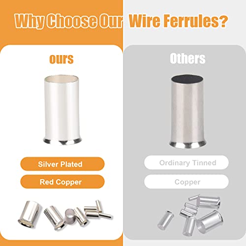 mankk 166PCS Wire Ends Ferrules Kit, 8 Sizes AWG(1/0 2/0 2 4 6 8 10 12) Silver Plated Copper Assortment Electrical Wire Crimp Connectors Terminals (Pack of 2) - size: 166PCS (Pack of 2)
