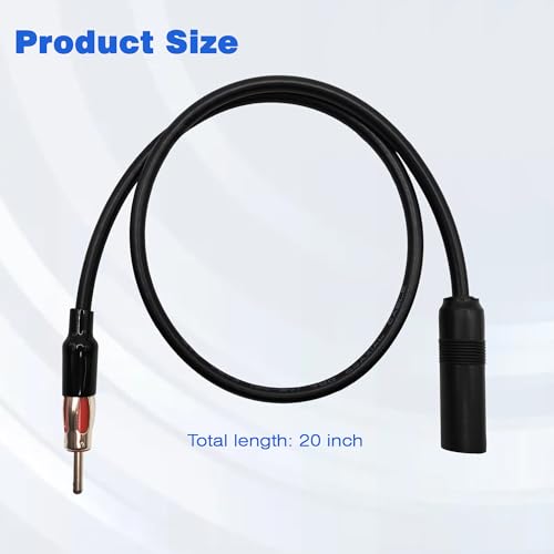 Radio Antenna Adapter Coaxial Cable, DIN Male to Female, 20 Inch Car Antenna Extension Cable for Auto Stereo, 2 Pack