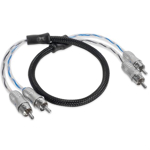 NVX® XIX205 1.64 ft (0.5 meter) Oxygen Free Copper 2-Channel Double Twisted Pair X-Series Car Audio RCA Audio Interconnect Cable with Shielded Noise Reduction and Split-tip Silver-Plated Machined ends - size: 2 Channel- 1.5 ft.