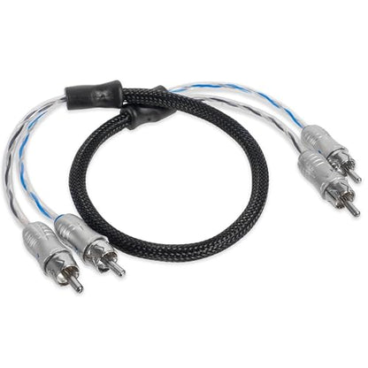 NVX® XIX205 1.64 ft (0.5 meter) Oxygen Free Copper 2-Channel Double Twisted Pair X-Series Car Audio RCA Audio Interconnect Cable with Shielded Noise Reduction and Split-tip Silver-Plated Machined ends - size: 2 Channel- 1.5 ft.