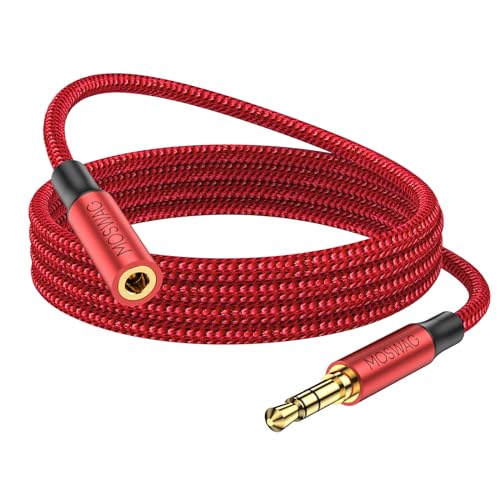 MOSWAG 10FT 3.5mm Extension Cable Audio Male to Female Stereo Extension - color: Red, size: 10FT/3Meter