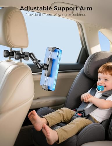 OHLPRO Tablet Holder for Car Headrest,360°Adjustable Clip Arm Tablet Mount for Car Backseat,Gifts Road Trip Essentials for Kids,Fits for 5-13" Device Like iPad Pro, Air, Mini, Galaxy, Fire - size: 5-13" Device