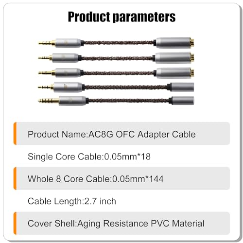 okcsc 2.5MM Male to 3.5MM Female Conversion Cable AC8G OFC Adapter Cable,Aging Resistance PVC Material,Metal Shell,Gold-Plated Plug 2.7inch 3.5MM Female - size: 2.5MM Male to 3.5MM Female