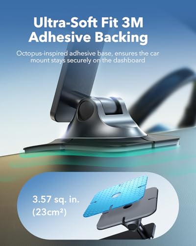 ESR for 15W MagSafe Car Mount Charger, Universal Dashboard/Tesla MagSafe Car Charger, Magnetic Wireless Charging, Adjustable Car Phone Holder for iPhone 17e/17/16/15/14/13/12, S26/S25, Pixel 10, Black