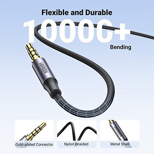 UGREEN 3.5mm Audio Cable, 4-Pole TRRS, Nylon Braided, Hi-Fi Stereo, 6FT - size: 6FT