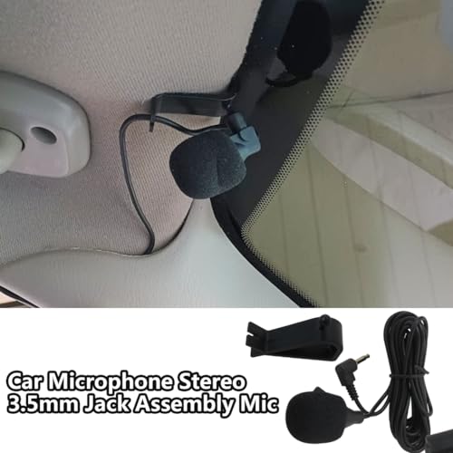 2024 Upgrade Car Microphone Stereo 3.5mm Jack Assembly Mic Car Radio Microphone for Kenwood Power Acoustik JVC Sony Jensen Alpine Car Vehicle Head Unit Bluetooth Enabled Audio GPS DVD