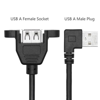 2Pcs 90 Degree USB A Panel Mount Extension Cable 1FT, Charging and Data - style: Left Angle USB A Male to Female Cable - 1FT