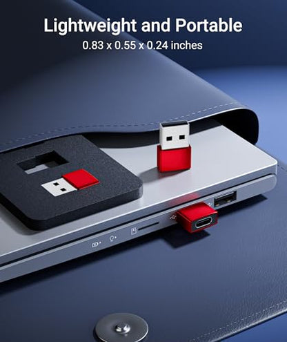 Syntech USB C to USB Adapter 3-Pack, Female to Male Converter, Aluminum - color: Red