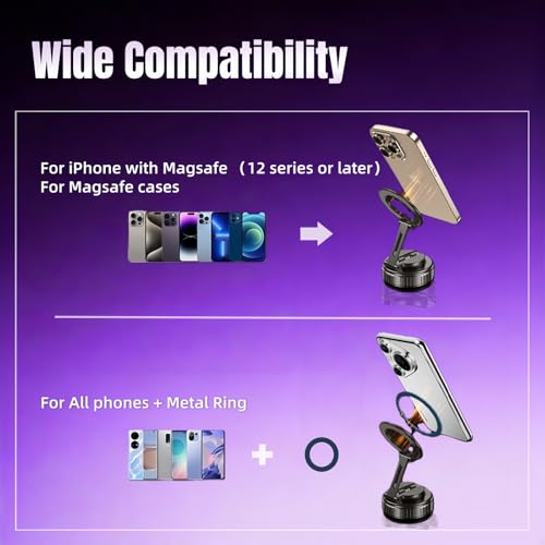 Magnetic Vacuum Car Phone Holder 360° Adjustable Foldable - color: Grey, size: GY-15B