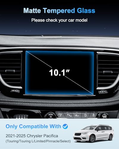 2021-2026 Pacifica Matte Anti-Glare Screen Protector - For Chrysler Pacifica (Touring/Touring L/Limited/Pinnacle/Select) 10.1" Touchscreen 2026 Pacifica Accessories 9H Tempered Glass [NO Glare&Fingerprint] - color: Pacifica 2021-2026 10.1"Navi Matte