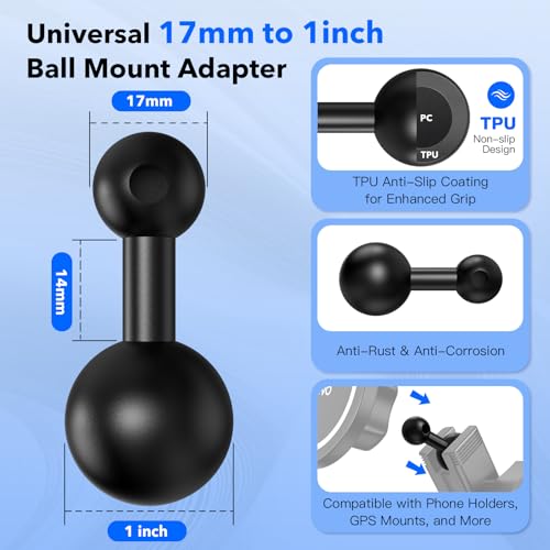 1-Inch B Size Ball to 20mm Ball Adapter – TPU Anti-Slip Converter, Compatible with RAM Mounts 1" B Size Bases - size: 1 inch(25.4mm) to 20mm