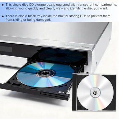 6PCS Car CD Jewel Case, Clear Vehicle CD Storage Box with Assembled Removable Tray, Automotive DVD Disc Cover Protection Replacement Accessories, Universal for SUV Truck Sedan (Black) - color: Black