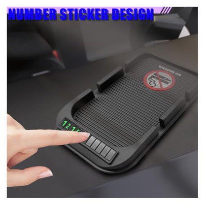 Car Dashboard Cell Phone Holder, Anti-Slip Double-Groove Car Dash Sticky Mat with Number Plate, Multifunctional Auto Interior Gripping Gel Pad Organizer for Navigation, Keys(No Smoking) - size: No Smoking