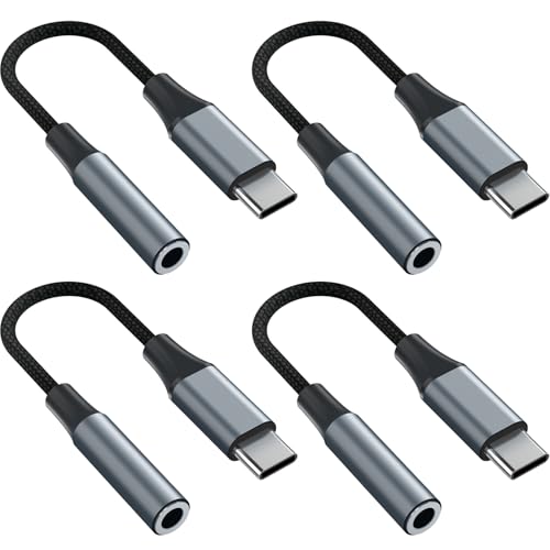 4pcs USB C to 3.5mm Female Headphone Jack Adapter - color: Grey, size: 4.6 IN-4PCS