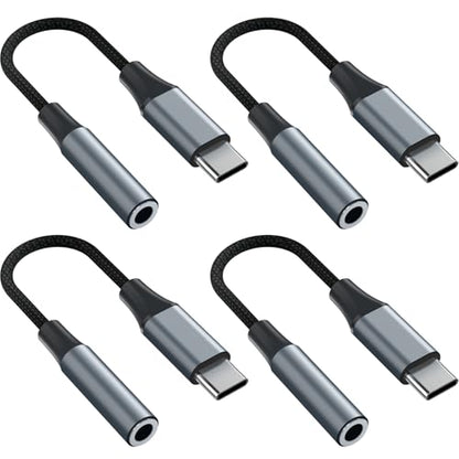 4pcs USB C to 3.5mm Female Headphone Jack Adapter - color: Grey, size: 4.6 IN-4PCS