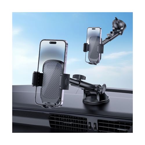 Car Phone Mount, Super Suction Dash Vehicle Dashboard Windshield Window Cellphone Holder, 360° Rotating Automotive Smartphones Cradle Accessories, Universal for SUV RV Truck (Carbon Fiber) - color: Carbon Fiber