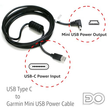 EDOTech USB-C to Mini USB Car Charger Power Cord for Garmin Nuvi Drive DriveSmart DriveAssist DriveTrack RV Auto Handheld Navigation GPS (Pack of 2) - size: 6 Ft (Pack of 2)