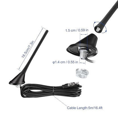 Eightwood Universal AM FM Car Radio Rubber Antenna 7in with Mounting Base - color: antenna mast+base