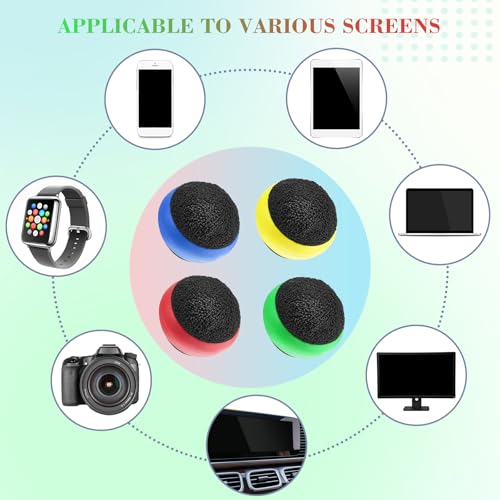 Suclain 4 Pack Screen Cleaner Balls Car Phone Screen Cleaning Cleaner Ball Microfiber Touch Cleaning Ball for Easter Computer Laptop Phone Monitor(Red, Blue, Yellow,Green) - color: Red, Blue, Yellow,Green