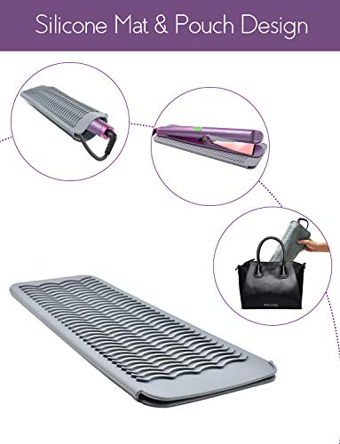 ANGENIL Professional Silicone Heat Resistant Mat Pouch for Hair Straightener, Curling Iron and Flat Iron, Portable Travel Mat and Cover for Hair Styling Tools, Grey - color: Grey