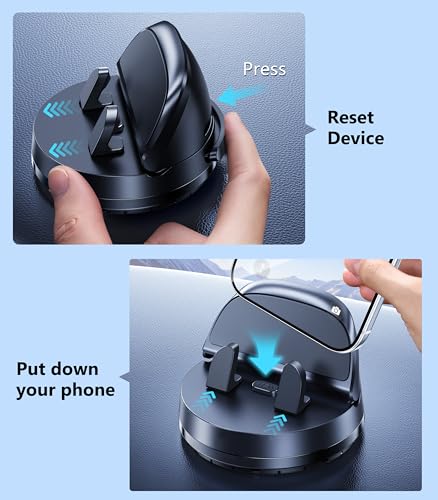 Car Dashboard Phone Holder Mount, 360 °Rotating Curved Dash Automatic Clamping Cell Phone Mount with Adaptive Adhesive Base, Multifunctional Accessories, Fit for iPhone, Samsung, Google, GPS