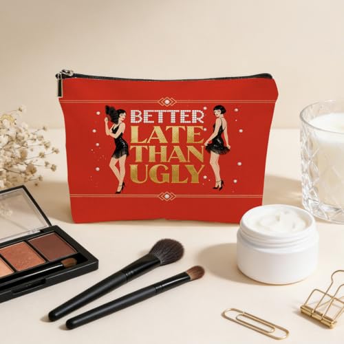 JIUWEIHU Funny Women Makeup Bag, Better Late Than Ugly Cosmetic Bags - color: Multicolor 0060