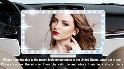 Car Visor Vanity Mirror, 3 Light Modes & 60 LEDs, Rechargeable Dimmable Touch Screen Travel Makeup Mirror,Universal for Truck SUV-Car Accessories Essentials for Women（Black）