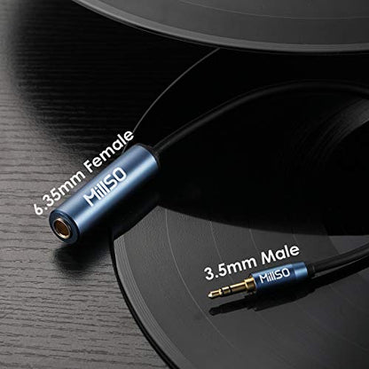 MillSO 1/4 to 3.5mm Headphone Adapter 6.6FT TRS 6.35mm Female to 3.5mm Male - color: Blue, size: 6.6 FT