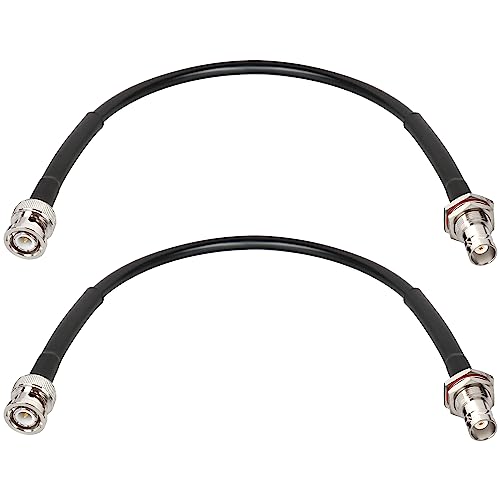 MOOKEERF 2PCS 50 ohm RG58 BNC Male to Female Coax Cable - 1FT Low Loss Antenna Extension for CB Radio/VHF Ham Radio/Wireless Microphone/Antenna/CCTV/Amateur Radio - size: 1FT