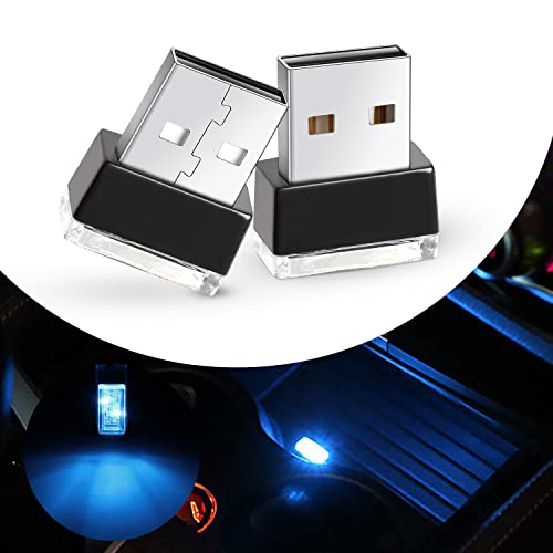Ouzorp 2 Pcs Mini USB LED Light, Car LED Interior Lighting DC 5V Smart USB LED Atmosphere Light Laptop Keyboard Light Home Office Decoration Night Lamp,ice blue - color: ice blue
