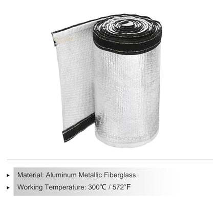 MECCANIXITY 1.5mm Heat Shroud Aluminized Sleeving 2" ID x 10FT Aluminum Metallic Fiberglass Heat Shroud for Fuel Lines Cables Electrical Wiring - size: 2" ID x 10FT