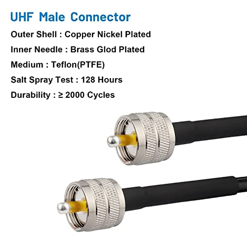 MOOKEERF RG8x Jumper Cable 2ft,2 Pack PL259 Jumper CB Coax Cable 50 Ohm,UHF PL259 Male to Male Low Loss CB Antenna Extension for HAM Radio,VHF Radio,SWR Meter,Antenna Analyzer - size: 2FT