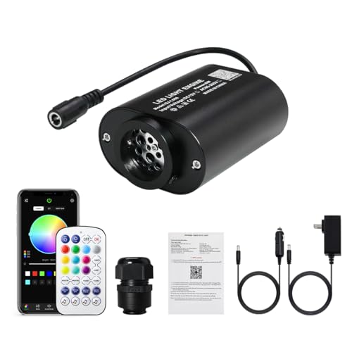 AKEPO Mini Size 6W Twinkle Fiber Optic Light Engine Only, RGBW Bluetooth APP Control + Music Sync + 28-Key Remote Control for Car Home Star Headliner - size: 6W Mini Twinkle