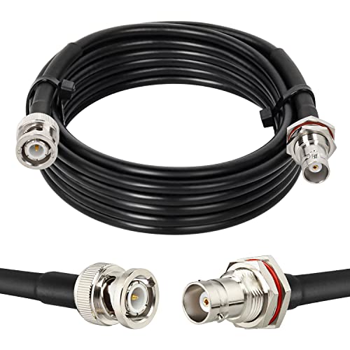 MOOKEERF BNC Cable - 50 ohm RG58 10FT BNC Male to Female Coax Cable Bulkhead Low Loss Antenna Extension for CB Radio/VHF Ham Radio/Wireless Microphone/Antenna/CCTV/Amateur Radio - size: 10FT