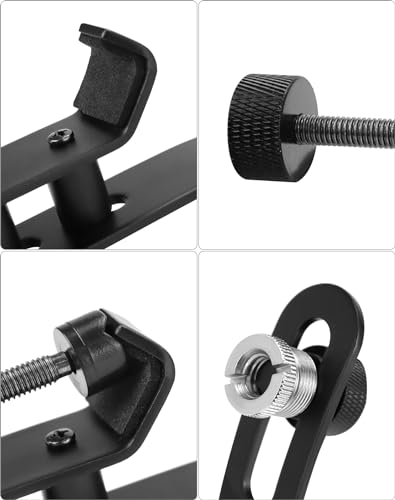 QWORK Drum Microphone Shockproof Clip, 3 Pcs Metal Mic Set Clamp, Adjustable C-Clamp Rim Mount, for 3/8"-16 and 5/8"-27 threaded stands