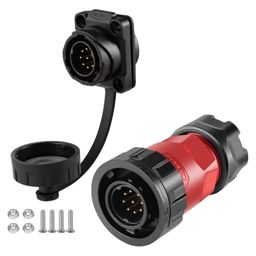 CNLINKO YM-20 9 PIN Waterproof Connector, IP68 Circular Connector, Quick Plugging Aviation Connector, PBT Plastic Shell Solder Connector M20 Male -Female Flange Socket (9 PIN) - size: 9-Pin, style: Solder-Assembly