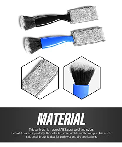 Universal 2 in 1 Duster for Car Clean,Car Bursh Tool,Double Head Brush,Auto Interior Detailing Brush,Soft Car Interior Detailing Brush Dust Brush (Black) - color: Black
