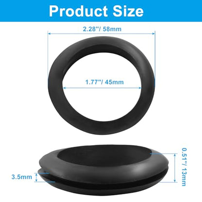 12 Pcs Rubber Grommet, 1-3/4" ID 2" Hole, Black - color: Black, size: 45mm (1-3/4 inch)