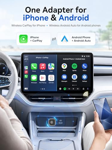Wireless CarPlay Adapter & Android Auto Adapter, Ultra Mini - color: Black & Silver
