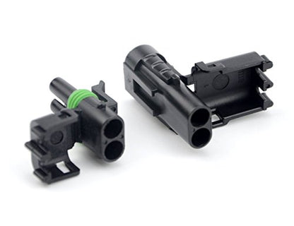 Michigan Motorsports Weather Pack 2 PIN Connectors 5 Sets 12-16 AWG used for cars, trucks, motorcycle, boat, trailer, marine, jetski (2 PIN) - size: 2 PIN