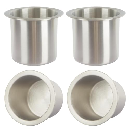 4Pcs Drop-in Cup Holder,304 Stainless Steel Automotive Cup Holders,Silver Poker Table Drink Holder Dining Table Cinema Sofa Yacht Boats Cars Touring RV Car Drop-in Drink Cup Holder - size: Silver,4pcs