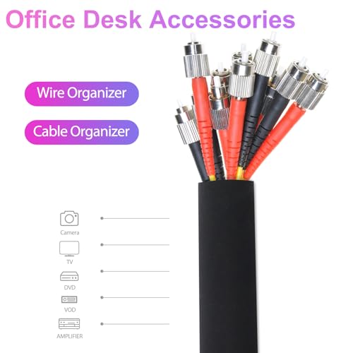 4 Pack Cable Management Sleeves Flexible Cord Management Wire Wrap Covers Black