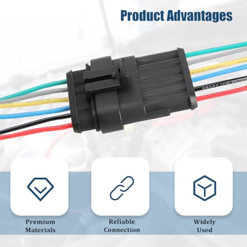 5PCS 6 Pin Car Electrical Wire Connector, Waterproof Male and Female Vehicle Terminal Wire Connectors Plug, Automotive Wire Plug Socket Kit, Universal for Sedan Truck Motorcycle - size: 6 Pin