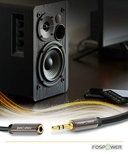 FosPower 3.5mm Male to Female Audio Extension Cable, 24K Gold Plated, 6 FT - size: 6FT